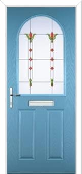 2 Panel 1 Arch Fleur Composite Front Door in Pastel Blue