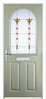 2 Panel 1 Arch Fleur Composite Front Door in Pebble Grey