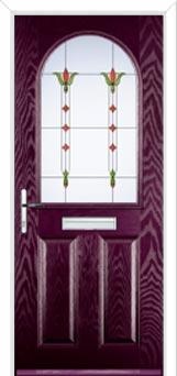 2 Panel 1 Arch Fleur Composite Front Door in Purple Violet