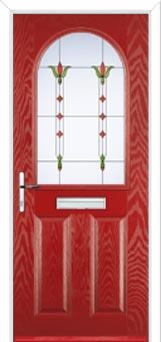 2 Panel 1 Arch Fleur Composite Front Door in Red