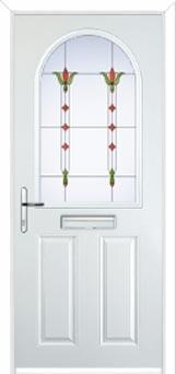 2 Panel 1 Arch Fleur Composite Front Door in White