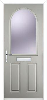 2 Panel 1 Arch Glazed Composite Front Door in Agate Grey