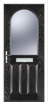 2 Panel 1 Arch Glazed Composite Front Door in Black Brown