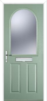 2 Panel 1 Arch Glazed Composite Front Door in Chartwell Green