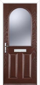 2 Panel 1 Arch Glazed Composite Front Door in Darkwood