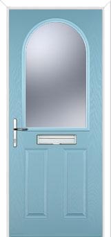 2 Panel 1 Arch Glazed Composite Front Door in Duck Egg Blue