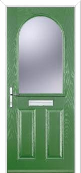 2 Panel 1 Arch Glazed Composite Front Door in Fern Green