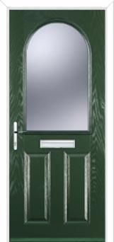 2 Panel 1 Arch Glazed Composite Front Door in Green