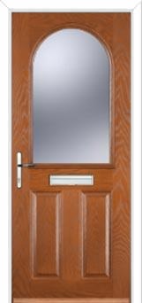 2 Panel 1 Arch Glazed Composite Front Door in Oak