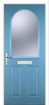 2 Panel 1 Arch Glazed Composite Front Door in Pastel Blue