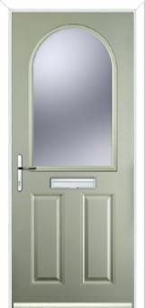 2 Panel 1 Arch Glazed Composite Front Door in Pebble Grey