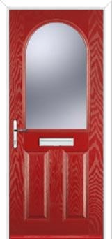 2 Panel 1 Arch Glazed Composite Front Door in Red
