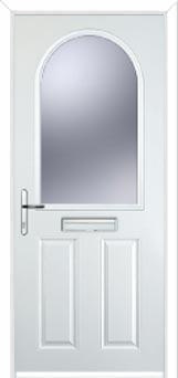 2 Panel 1 Arch Glazed Composite Front Door in White