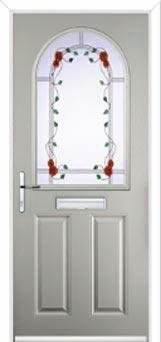 2 Panel 1 Arch Mackintosh Rose Composite Front Door in Agate Grey