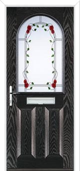 2 Panel 1 Arch Mackintosh Rose Composite Front Door in Black Brown