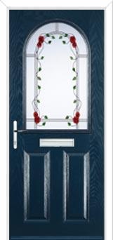 2 Panel 1 Arch Mackintosh Rose Composite Front Door in Dark Blue
