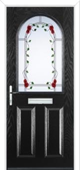 2 Panel 1 Arch Mackintosh Rose Composite Front Door in Black