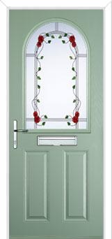 2 Panel 1 Arch Mackintosh Rose Composite Front Door in Chartwell Green