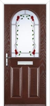 2 Panel 1 Arch Mackintosh Rose Composite Front Door in Darkwood