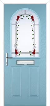 2 Panel 1 Arch Mackintosh Rose Composite Front Door in Duck Egg Blue