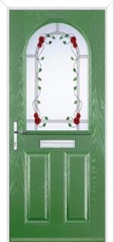 2 Panel 1 Arch Mackintosh Rose Composite Front Door in Fern Green