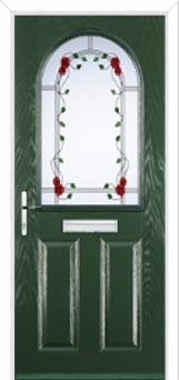 2 Panel 1 Arch Mackintosh Rose Composite Front Door in Green