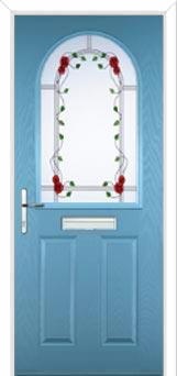 2 Panel 1 Arch Mackintosh Rose Composite Front Door in Pastel Blue
