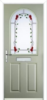 2 Panel 1 Arch Mackintosh Rose Composite Front Door in Pebble Grey