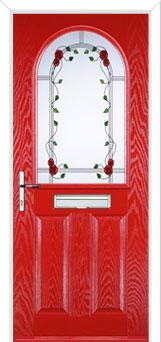 2 Panel 1 Arch Mackintosh Rose Composite Front Door in Poppy Red