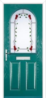 2 Panel 1 Arch Mackintosh Rose Composite Front Door in Turquoise Blue
