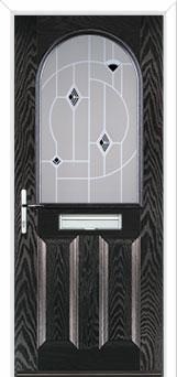2 Panel 1 Arch Murano Composite Front Door in Black Brown