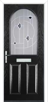 2 Panel 1 Arch Murano Composite Front Door in Black