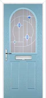 2 Panel 1 Arch Murano Composite Front Door in Duck Egg Blue