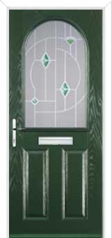 2 Panel 1 Arch Murano Composite Front Door in Green