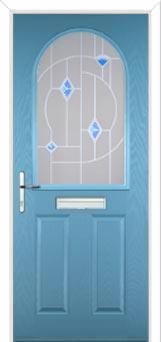 2 Panel 1 Arch Murano Composite Front Door in Pastel Blue