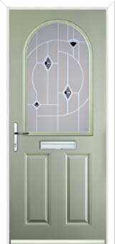 2 Panel 1 Arch Murano Composite Front Door in Pebble Grey