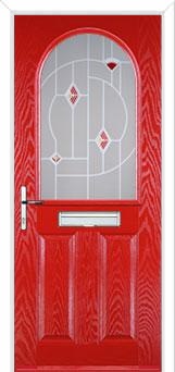 2 Panel 1 Arch Murano Composite Front Door in Poppy Red