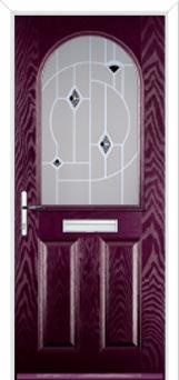 2 Panel 1 Arch Murano Composite Front Door in Purple Violet