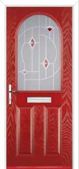 2 Panel 1 Arch Murano Composite Front Door in Red