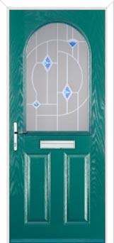 2 Panel 1 Arch Murano Composite Front Door in Turquoise Blue