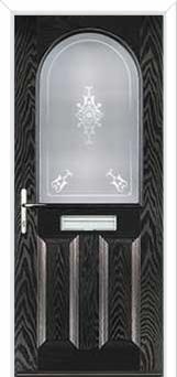 2 Panel 1 Arch Staxton Composite Front Door in Black Brown