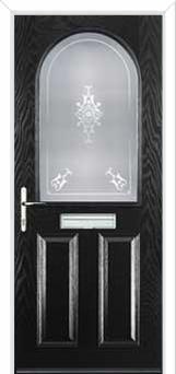 2 Panel 1 Arch Staxton Composite Front Door in Black