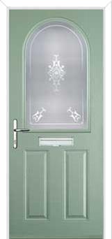 2 Panel 1 Arch Staxton Composite Front Door in Chartwell Green