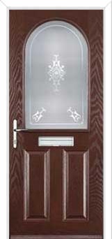 2 Panel 1 Arch Staxton Composite Front Door in Darkwood