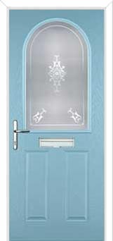 2 Panel 1 Arch Staxton Composite Front Door in Duck Egg Blue