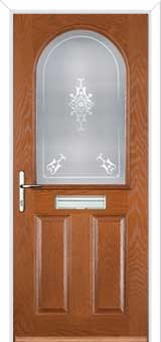 2 Panel 1 Arch Staxton Composite Front Door in Oak