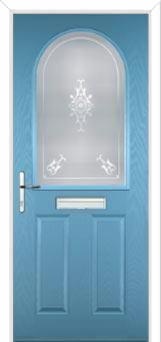 2 Panel 1 Arch Staxton Composite Front Door in Pastel Blue