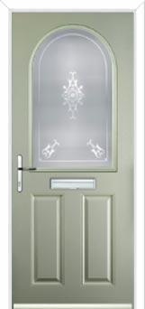 2 Panel 1 Arch Staxton Composite Front Door in Pebble Grey