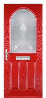 2 Panel 1 Arch Staxton Composite Front Door in Poppy Red