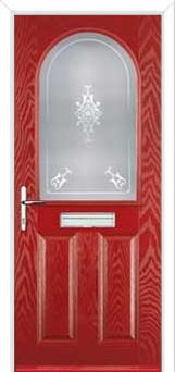 2 Panel 1 Arch Staxton Composite Front Door in Red